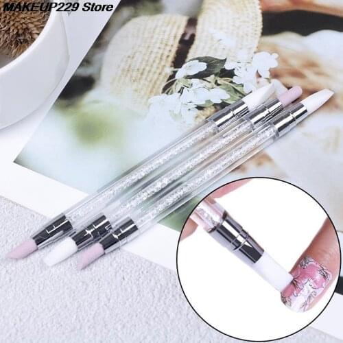 16cm Dual-ended Quartz Nail Cuticle Remover Pen Nail Stickers Press Scrape Rhinestone Handle Manicure Nail Art Tool