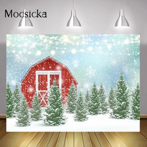 Winter Snow Scene Portrait Backdrop Photography Christmas Snowflake Birthday Art Background Xmas Pine Red Warehouse Photo Studio