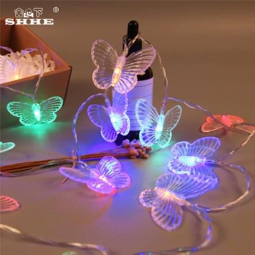 Battery Operated String Lights 1.2M 10 LED Butterfly Fairy Lights for Bedroom Garden Christmas Wedding Party Holiday Decoration
