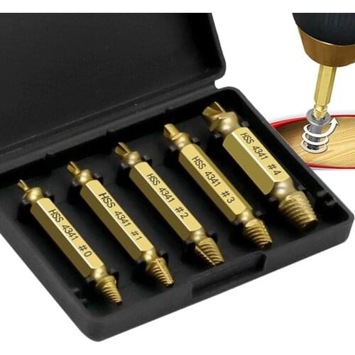 2021 Disassembly tool Easily Take Out 5pcs 1 box Screw Remover Damaged Screwdriver Set Broken Bolt Screw Remover Screw Deburrer