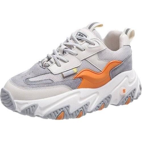 Leather Chunky Sneakers Trendy Women Dad Shoes Pink Spring Summer Casual Shoes Fashion Womens Sneakers Classic Trainers