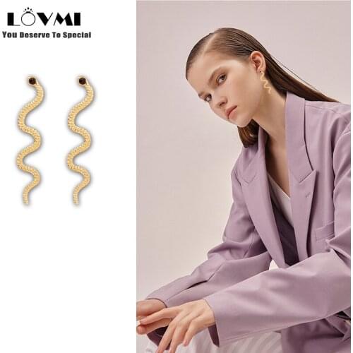 Lovmi 925 Silver Snake Earrings For Girls Classic Irregular Shape Gold Long Earrings Jewelry Trendy For Women Wedding Party