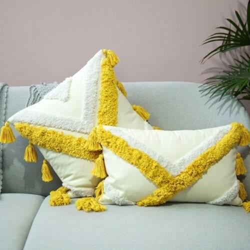 Morocco Boho Cushion Cover Pillow Case Wool Handmade with Tassels For Sofa Seat Simple Home Decoractive Pillowcases