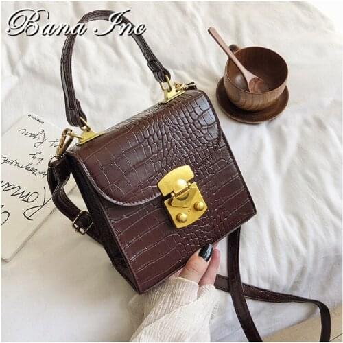 Mini Stone Pattern PU Leather Crossbody Bags For Women 2021 Lock Designer Shoulder Messenger Bag Female Travel Handbags