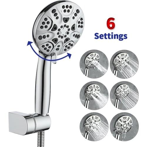 Shower Head, Handheld Shower for the Ultimate Shower Experience, High Pressure 6 Spray Setting Handheld Shower Heads Chrome