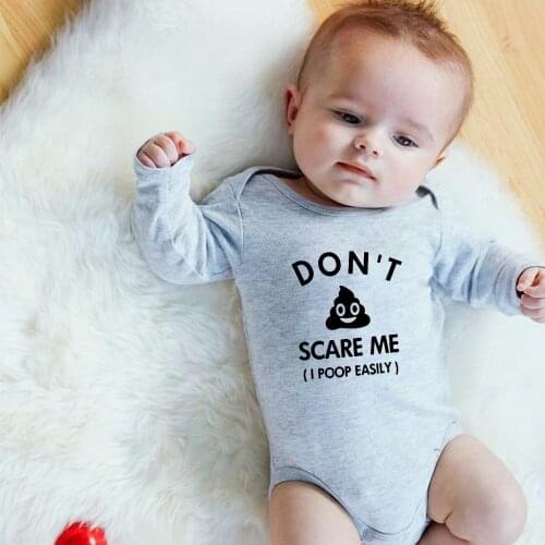 Don't Scare Me I Poop Easily New HOT SALES Newborn Infant Baby Boy Girls Romper Long Sleeve Jumpsuit Funny Onesie