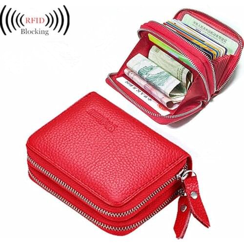 New Fashion Genuine Leather Man Women ID Card Holder Wallet High Capacity Credit Card Holders For Female Coin Purses Card Case