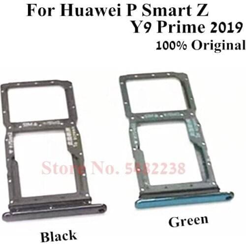 10pcs/Lot Original SIM Tray Card Slot Holder For Huawei P smart Z Y9 Prime 2019 SD/SIM Reader Card Adapter Socket SIM Case cover