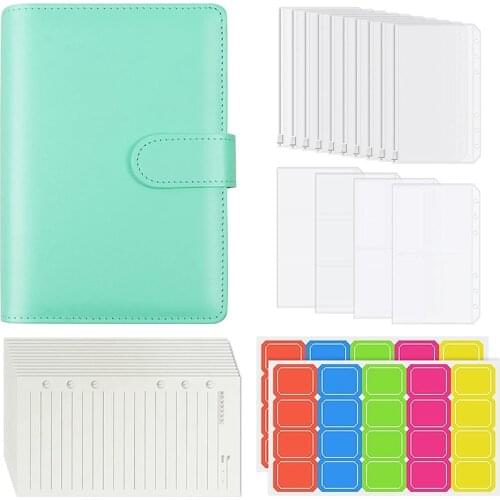 Budget Binder A6 Clear Plastic Binder Pockets Paper 6 Ring Loose Leaf Personal Organizer Binder with Label Stickers