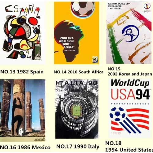 Full Set Of World Cup Posters Shabby Chic Vintage Kraft Paper Inkjet Printing Art Football Football Lovers Collection Gifts
