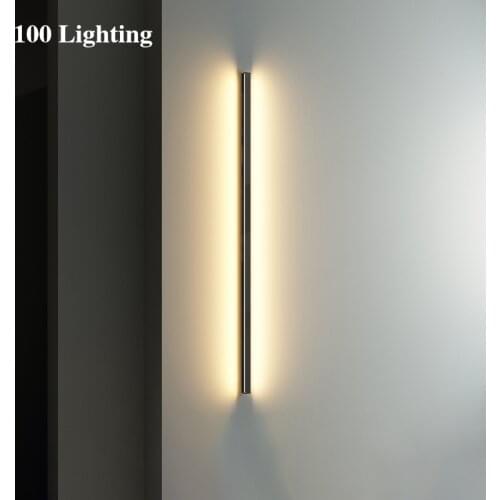 Straight Aluminum LED Bedside Wall Lights Black Metal With Plug Stairs Living room Wall Light Fixtures Surface Mount Loft Deco
