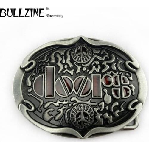 The Bullzine zinc alloy music belt buckle with pewter finish FP-02620 with continous stock