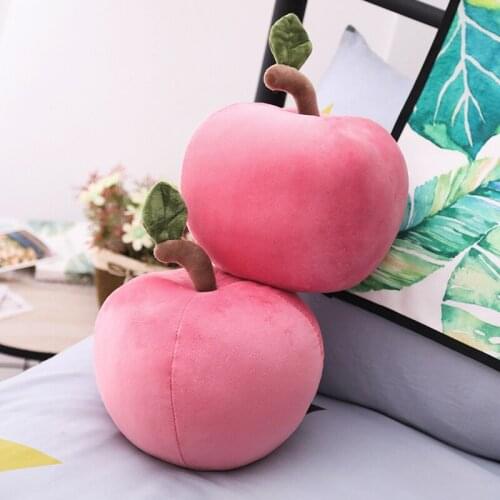 Pink Simulation Apple Plush Toy Soft Sweet Cartoon Apple Stuffed Doll Bed Decoration Pillow Cushion Gifts for Kid Birthday