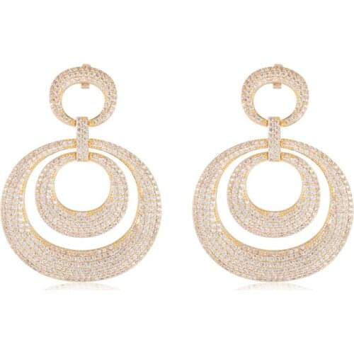 GrayBirds Round Design AAA CZ Crystal Drop Zirconia Earring For Wedding Romantic Yashow Jewelry MLE084