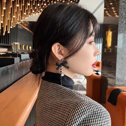 Earrings for Women Black Bow Tassel Earrings 2020 New Fashion Simple Lightweight Fashion Earrings Jewelry Wholesale