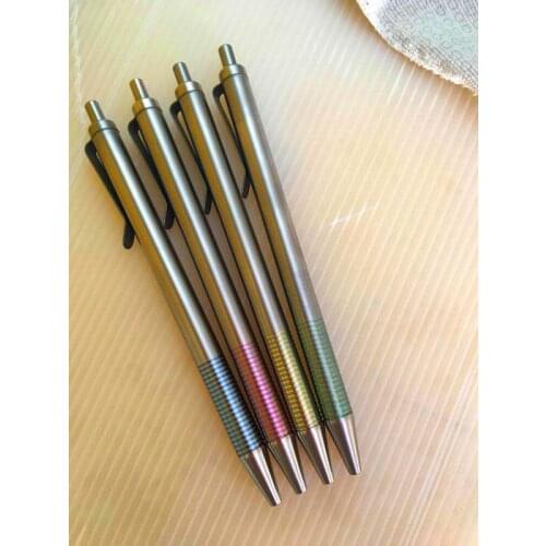 1 Piece Titanium Alloy Ballpoint Pen Press Pen Click Pen with G5 Refill
