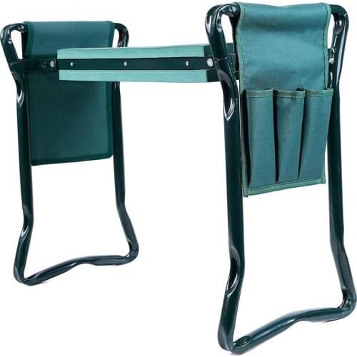 1Set Garden Seat Folding Stainless Steel Garden Stool with Tool Bag EVA Kneeling Pad Convenient Outdoor Seat