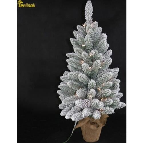 Teellook 60cm/90cm PVC material falling snow flocking luminous Christmas tree Christmas desktop decoration ornaments