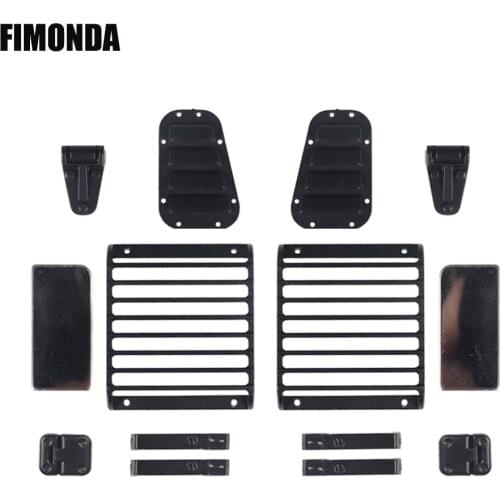 Front Lamp Guard Grille Door Hinge Intake Grille Engine Cover Hinge Rearview Mirror Door Handle for 1/10 RC Crawler Traxxas TRX4