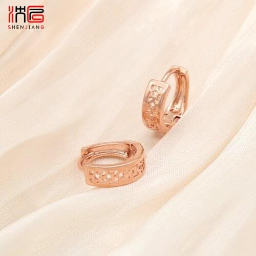 SHENJIANG New Arrivals Hollow Out Pentagram Earrings Simple Stylish Star Copper Metal Hoop Earrings For Women Fashion Jewelry