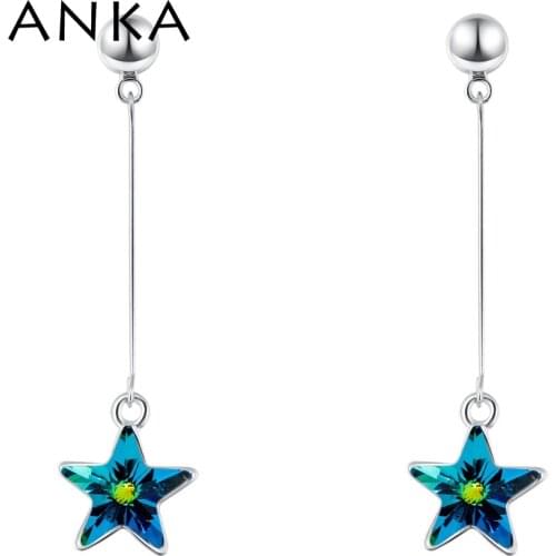 ANKA trendy star crystal womens earrings with crystal long earrings with pentagram crystal stone Crystals from Austria #132863