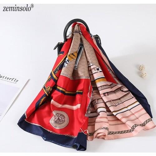 130*130cm 2019 Women Square Silk Scarf Spring New Arrival High Quality Big Size Imitated Silk Satin Scarves Shawl Bandana Hijab