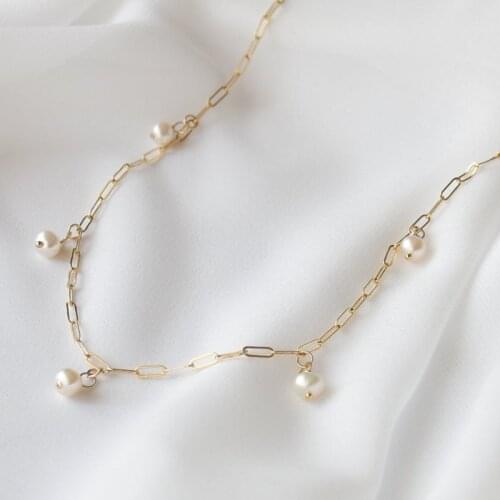 Natural Pearl Choker Gold Filled Jewelry Handmade Pendants Necklace Collier Femme Kolye Boho Jewelry Necklace For Women