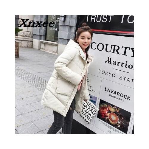 Winter women long coat jacket with hooded casual parkas thickened cotton parkas coat warm outerwear female coats Xnxee