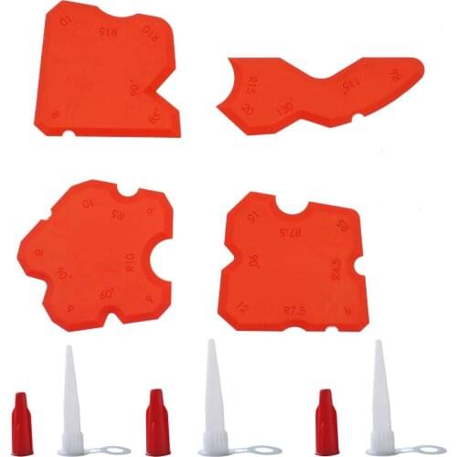 1set per Order Fladess Caulking Tool Kit Joint Sealant Rubber Grout Remover Scraper Red.Set of 4 and 3sets Nozzles and Red Caps