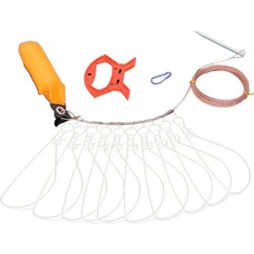 10M Fish Buckle Lock Wire Rope Steel Live Fish Buckle Set Stringer Controller Buoyancy Fishing Accessories Tackle Tool