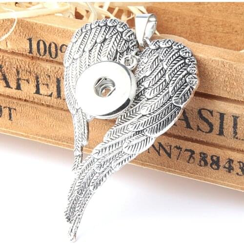 10pcs/lot Angle Wings Shape Snap button Charms Pendants Silved Plated For Snap Jewelry 18mm snap button Fits