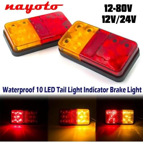 2PCS 12V 24V 10 LED Tail Light Taillight Turn Signal Indicator Stop Lamp Rear Brake Light Car Truck Trailer Caravan Lorry