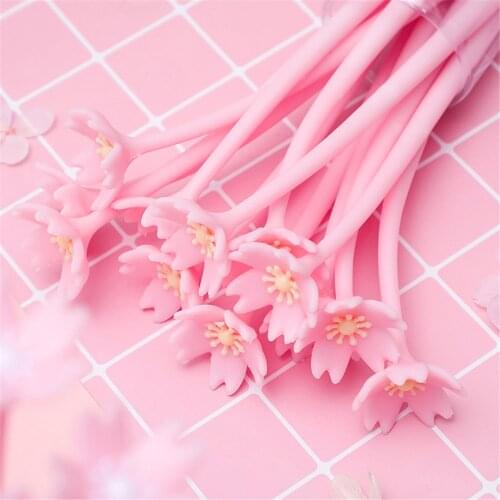 2 Pcs Kawaii Sakura Gel Pen 0.38mm Black Ink Needle Pens Korean Stationery Wedding Party Signature Pens School office supplies