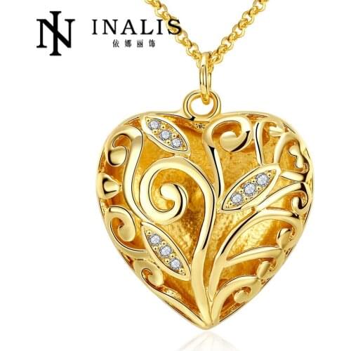 2016 New fashion yellow gold color Necklace pendant for women wedding jewelry Christmas gifts Bridal Jewelry N034