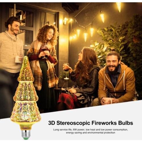 3D Colorful Firework Bulb 6W Christmas Tree Bulb Lamps E27 Art Deco LED Colorful Bulb Night Lights Courtyard Decoration Light