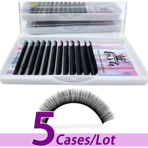 5pcs/lot MASSCAKU Wholesales Professional Lash Flat Extensions Mink Faux Silk/PBT Synthetic Ellipse Flat Lash Eyelash Extension