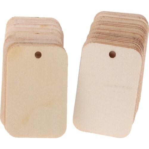 50 Pieces Natural Blank Wooden Hanging Tags for Wedding Party Gift Tags with Rope