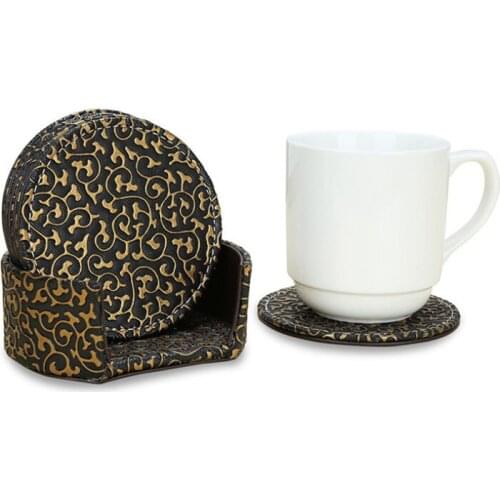 6Pcs/Set Creative PU Leather Marble Pattern Coaster Drink Coffee Cup Mats Tea Pads Dining Table Placemats Table Decoration