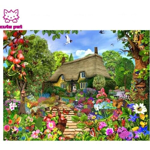 Needlework Garden Cottage DIY 5D diamond painting Full Square Round Drill mosaic embroidery Rhinestone Home decoration