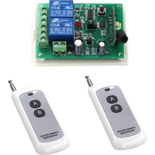 New Wireless Remote Control DC12V 24V 2CH RF 2 Transmitter & 1 Receiver 315/433 MHZ Household Intelligent Remote Control Switch