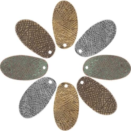 30Pcs Charms Metal Beads 15x30mm Antique Silver Color Oval Pendants Making DIY Handmade Tibetan Earing Necklace Finding Jewelry