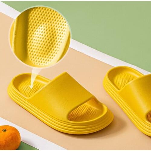 New House Men Women Bath Slippers Quick Drying Soft Sole Open Toe Thick Heel Flat Shoes Solid Bathroom Non-slip Couple Slippers