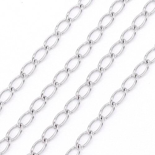 10m 2.5x1.5x1mm Soldered 304 Stainless Steel Curb Twisted Link Chain for DIY Bracelet Necklace Jewelry Making