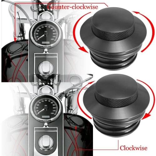 Motorcycle Black Pop Up Fuel Tank Cap Right Hand Thread Reservoir Gas Cap For Harley 82-10 Dyna Fat Bob Softail Fat Boy Touring