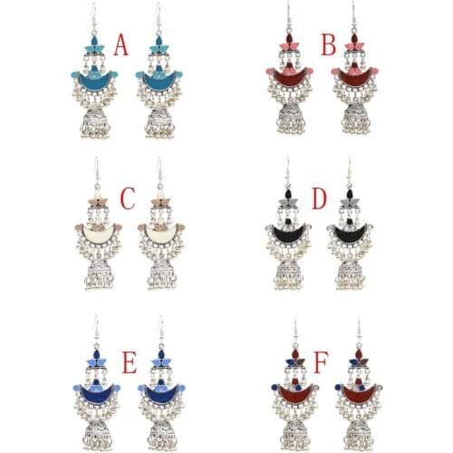 Color Long Tassel Bells Drop Indian Jhumka Earrings for Women Afghan Egypt Gypsy Turkey Tribal Ethnic Mexican Oxidized Jewelry