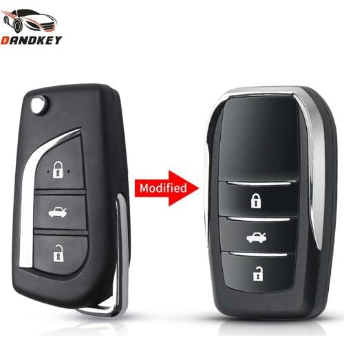 Dandkey 20pcs 3 Buttons Modified Folding Key Shell For Toyota Scion Corolla RAV4 Camry Avlon Replacement Remote Key Case
