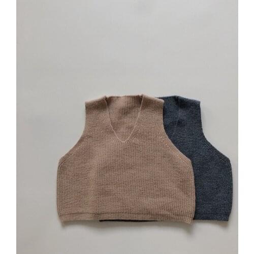 Kids Vests Sweater New Spring Children Clothes Baby Boys Casual V-Neck Sleeveless Toddler Girls Pullover Knit Wool Solid Tops