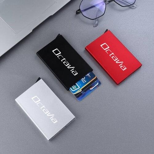 For Skoda OCTAVIA 2 3 A7 VRS MK2 MK3 a5 RS 2013-2020 Automatically Solid Metal Credit Card Holder Anti-theft Bank Card Holder