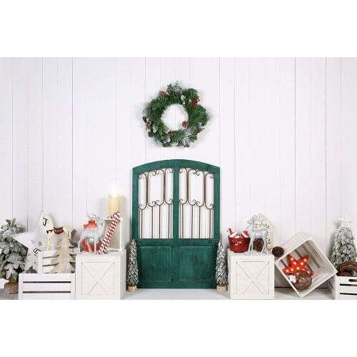 HUAYI Photography Backdrop Christmas Decorations Door Xmas Family Holiday Photo Background Studio Customize Photocalls W-4375