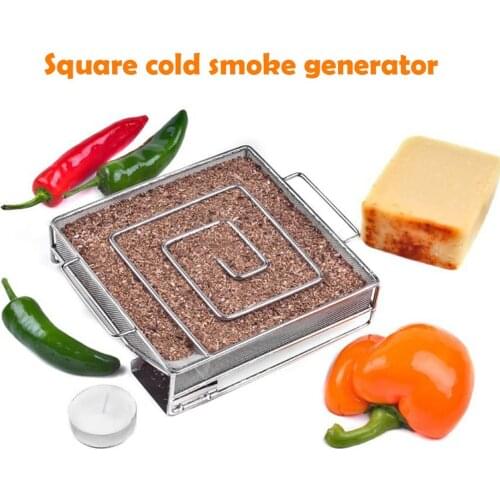 Cold Smoke Generator For BBQ Grill Wood Chip Smoking Box Wood Dust Hot And Cold Smoking Salmon Meat Cooking Stainless Bbq Tools